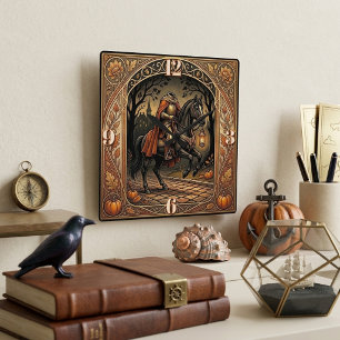 Horloge Carrée Cavalier sans tête Sleepy Hollow Orné Floral Or