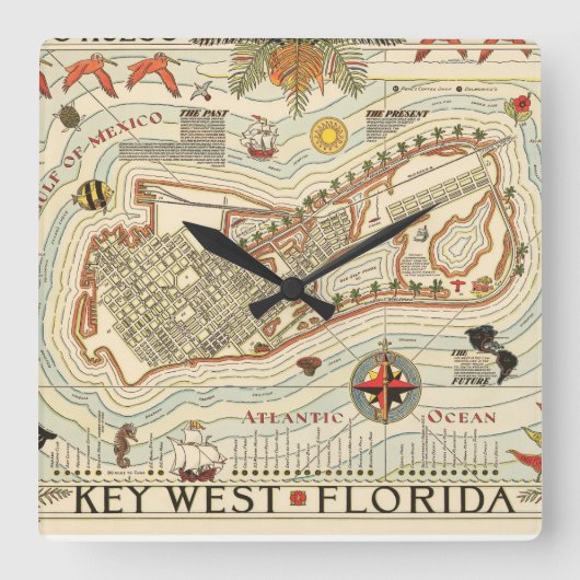 Horloge Carrée Cayo Hueso Square Wall Clock (Recto)