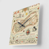 Horloge Carrée Cayo Hueso Square Wall Clock (Angle)