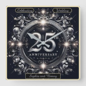 Horloge Carrée Célébration d'Argent : 25e Anniversaire (Recto)