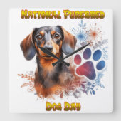 Horloge Carrée Célébration de la Journée nationale des chiens de  (Recto)