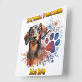 Horloge Carrée Célébration de la Journée nationale des chiens de  (Angle)