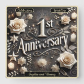 Horloge Carrée Célébration d'un premier anniversaire de charme (Recto)