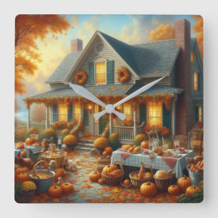 Horloge Carrée Célébrez la générosité d'automne avec un charme co