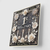 Horloge Carrée Célébrez un beau premier anniversaire (Angle)