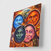 Horloge Carrée Celestial elemental ritual Gothic square fanta tea (Angle)