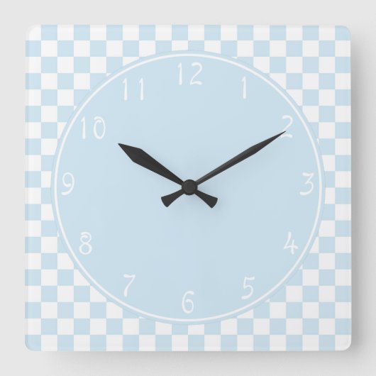 Horloge Carrée Cercle bleu Bleu Blanc Checkerboard (Recto)