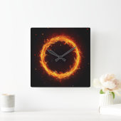 Horloge Carrée cercle de feu (Maison)