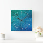 Horloge Carrée Cercle de l'unité bleu-horloge (Maison)