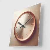 Horloge Carrée cercle doré rose brillant (Angle)