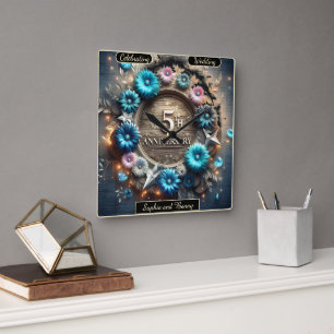 Horloge Carrée Cercle Élégant : Célébrer Cinq Ans D'Amour