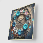 Horloge Carrée Cercle Élégant : Célébrer Cinq Ans D'Amour (Angle)