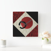 Horloge Carrée Cercle Zen Ensō avec le potentiel kanji (Maison)