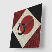 Horloge Carrée Cercle Zen Ensō avec le potentiel kanji (Angle)