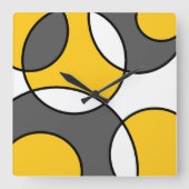 Horloge Carrée Cercles Abstraits gris jaune noir blanc (Recto)
