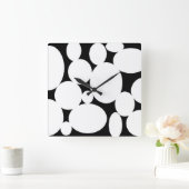 HORLOGE CARRÉE CERCLES BLANCS (Maison)