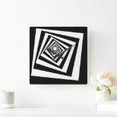 Horloge Carrée Cercles concentrés de l'illusion optique hypnotiqu (Maison)