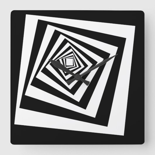 Horloge Carrée Cercles concentrés de l'illusion optique hypnotiqu (Recto)