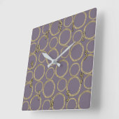 Horloge Carrée Cercles dorés & Taupe rustique Violet Moderne Chic (Angle)