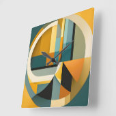 Horloge Carrée Cercles et rectangles d'abstraction géométriques r (Angle)