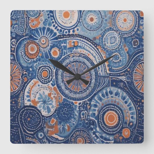 Horloge Carrée Cercles rétro (Recto)