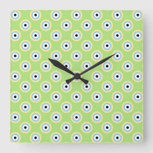 Horloge Carrée Cercles verts combinés par Shirley Taylor
