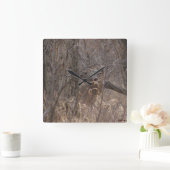Horloge Carrée Cerf à queue blanche D2 Buck de printemps (Maison)