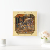 Horloge Carrée Cerf blanc Fawn & Doe Jaune (Maison)