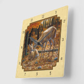 Horloge Carrée Cerf blanc Fawn & Doe Jaune (Angle)