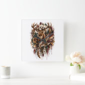 Horloge Carrée Cerf Boho, Rêvant de Cerf (Maison)