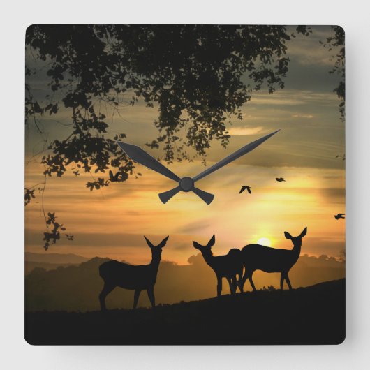 Horloge Carrée Cerf dans l'horloge de la forêt (Recto)