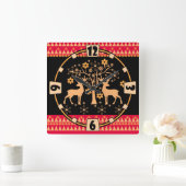 Horloge Carrée Cerf de Noël (Maison)