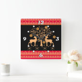 Horloge Carrée Cerf de Noël (Maison)