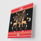 Horloge Carrée Cerf de Noël (Angle)