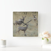 Horloge Carrée Cerf mulet D18 (Maison)