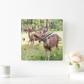 Horloge Carrée Cerfs communs drôles vous regardant (Maison)