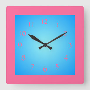 Horloge Carrée Cerice Pink Boarder /Blue Face>Horloge murale