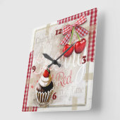 Horloge Carrée Cerise (Angle)