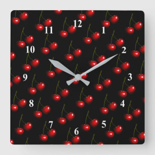 Horloge Carrée Cerise rouge foncé