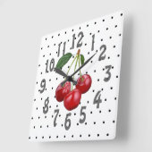 Horloge Carrée Cerises (Angle)