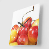 Horloge Carrée Cerises mûres (Angle)