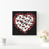 Horloge Carrée Cerises RAB Empreinte de léopard Heart Rockabilly (Maison)