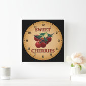 Horloge Carrée Cerises sucrées (Maison)