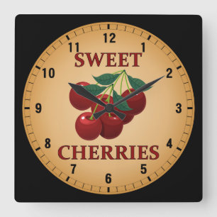 Horloge Carrée Cerises sucrées