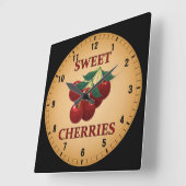 Horloge Carrée Cerises sucrées (Angle)