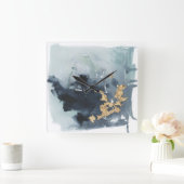 Horloge Carrée Cerulean et or (Maison)