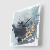 Horloge Carrée Cerulean et or (Angle)