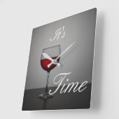 Horloge Carrée C'est l'heure du vin (Angle)