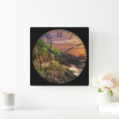 Horloge Carrée Chalet d'été et phare Art (Maison)