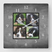 Horloge Carrée Chalkboard Family custom photo collage (Recto)